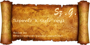 Szpevák Gyöngyi névjegykártya